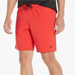 Reebok Men Moisture Wicking 9" Woven Drawstring Shorts Red/Orange Size 2XL